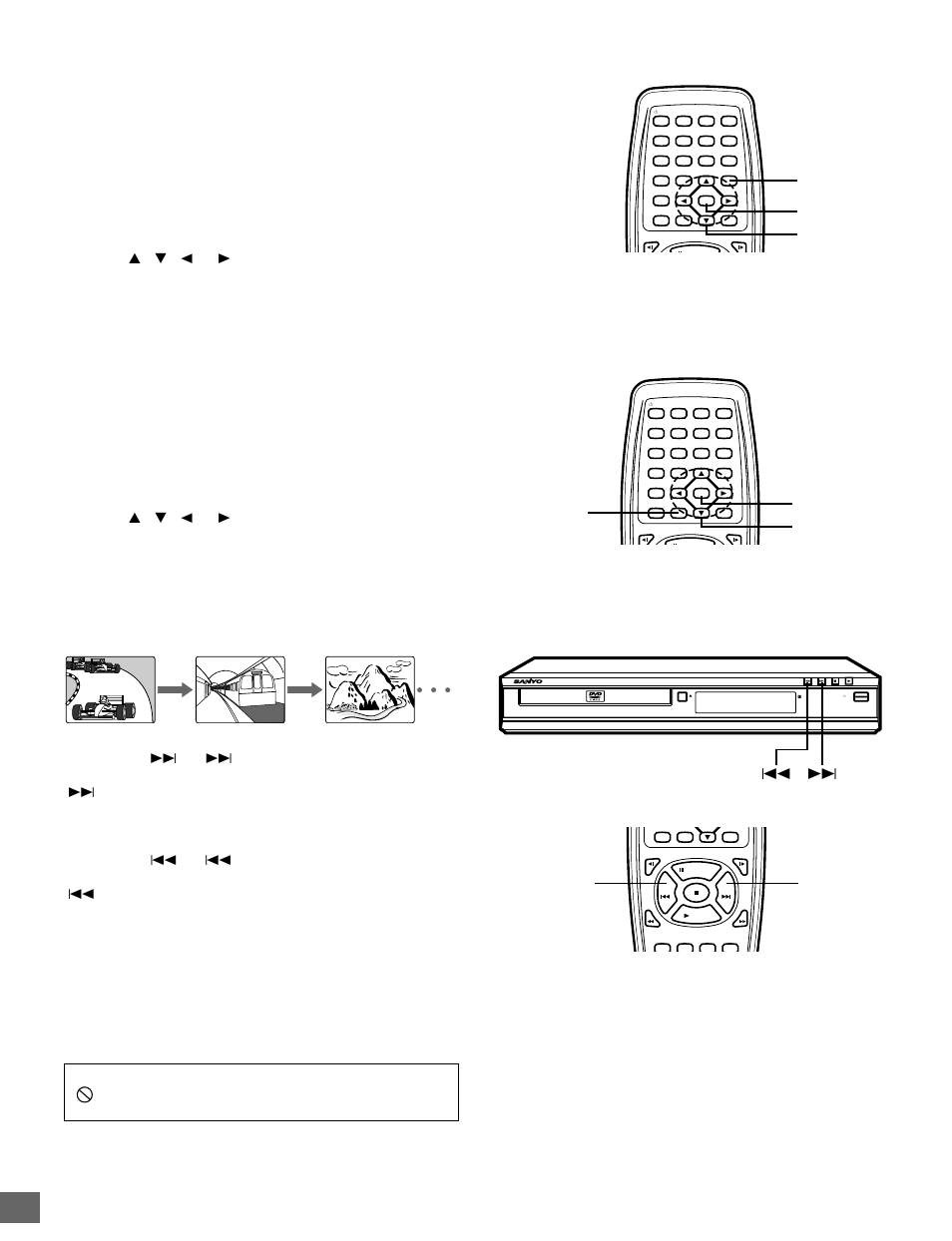 Selecting a dvd menu, Selecting a top menu [dvd, Chapter (track) skip | Sanyo DVD-SL25 User Manual | Page 16 / 36