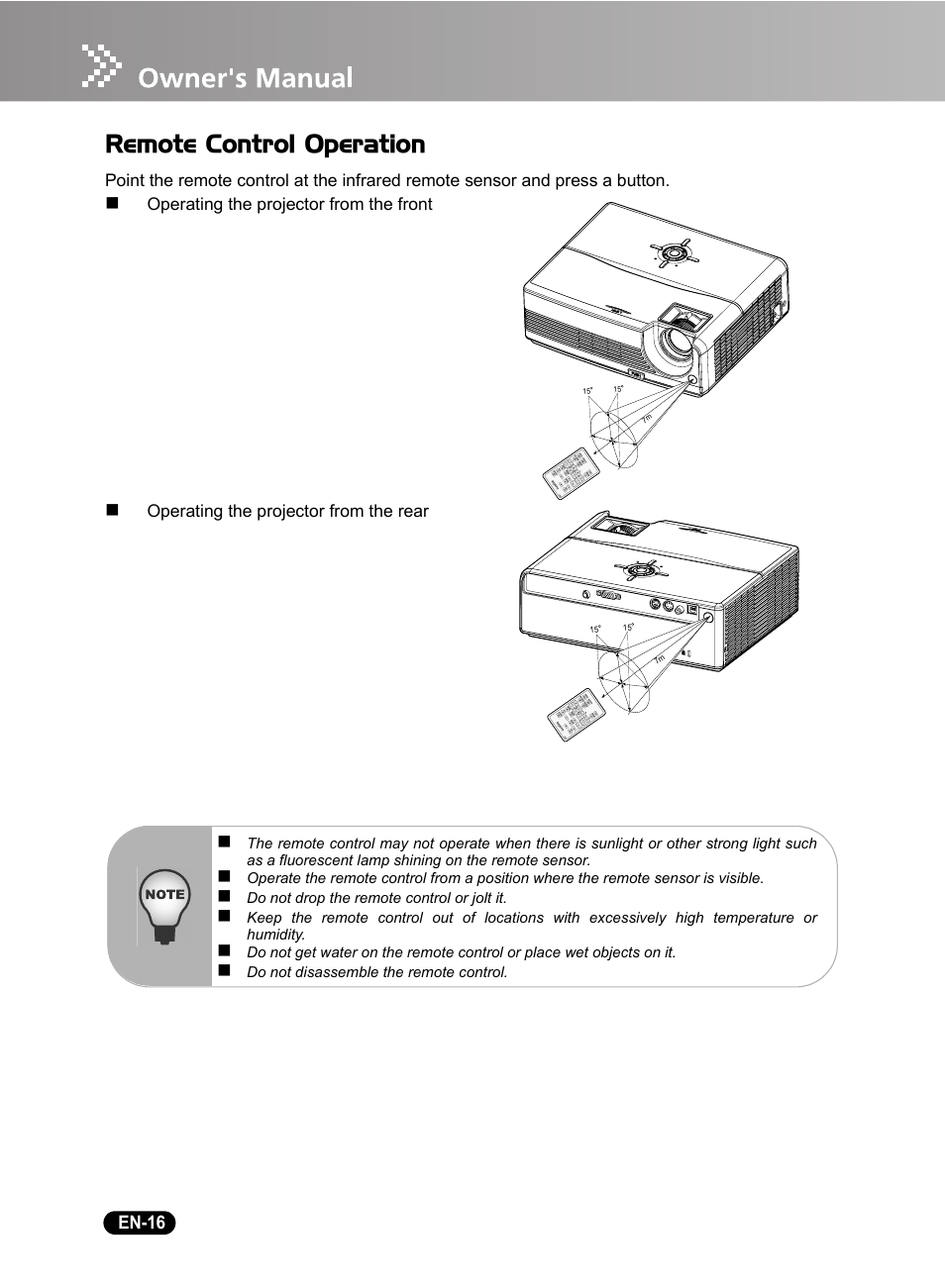 Remote control operation | Sanyo DSU21B User Manual | Page 18 / 38