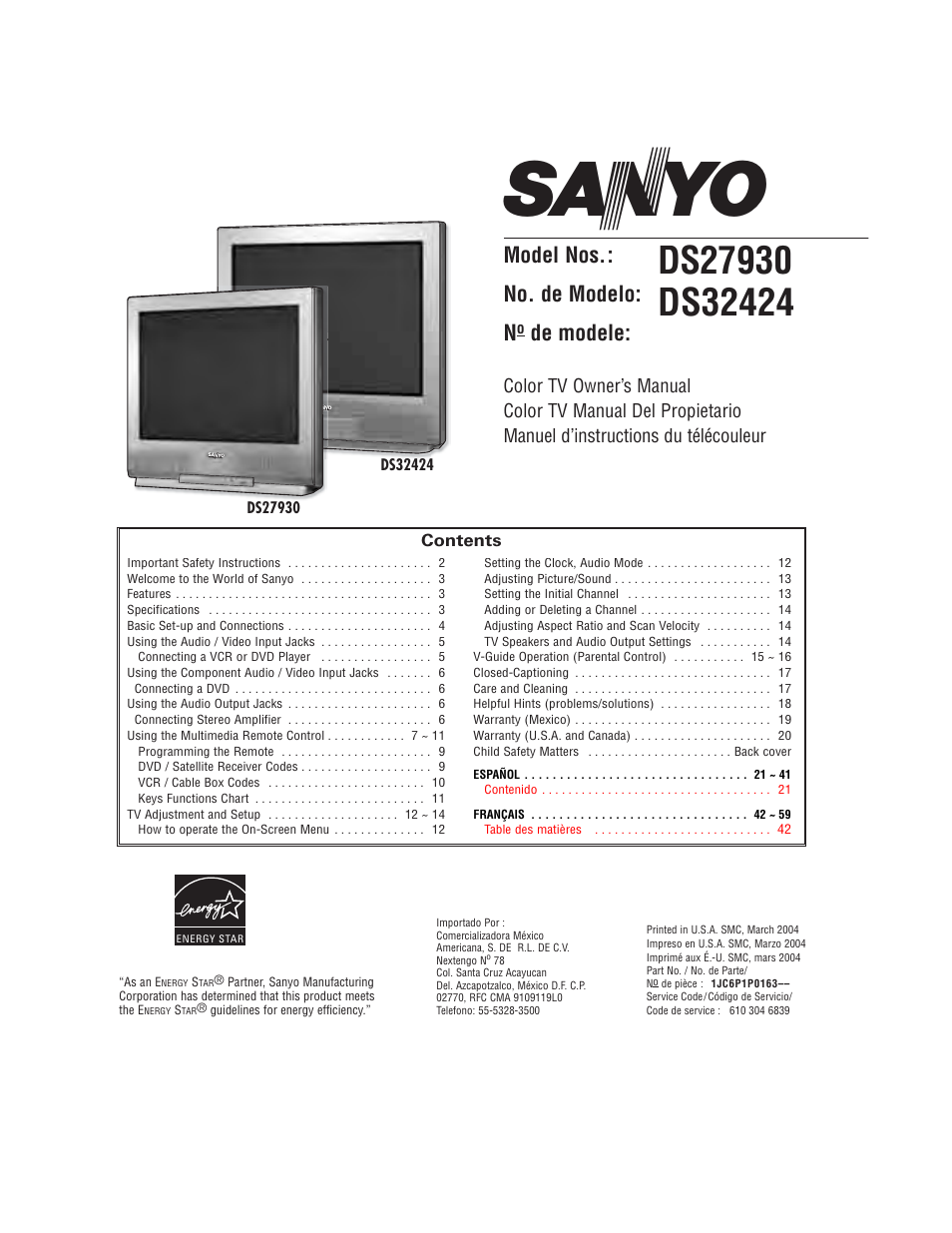 Sanyo DS27930 User Manual | 60 pages