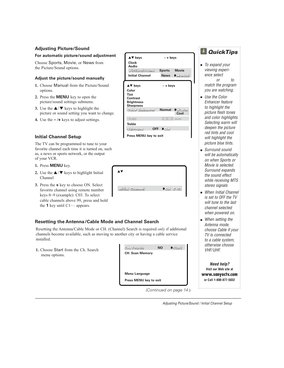Quicktips | Sanyo DS27930 User Manual | Page 13 / 60