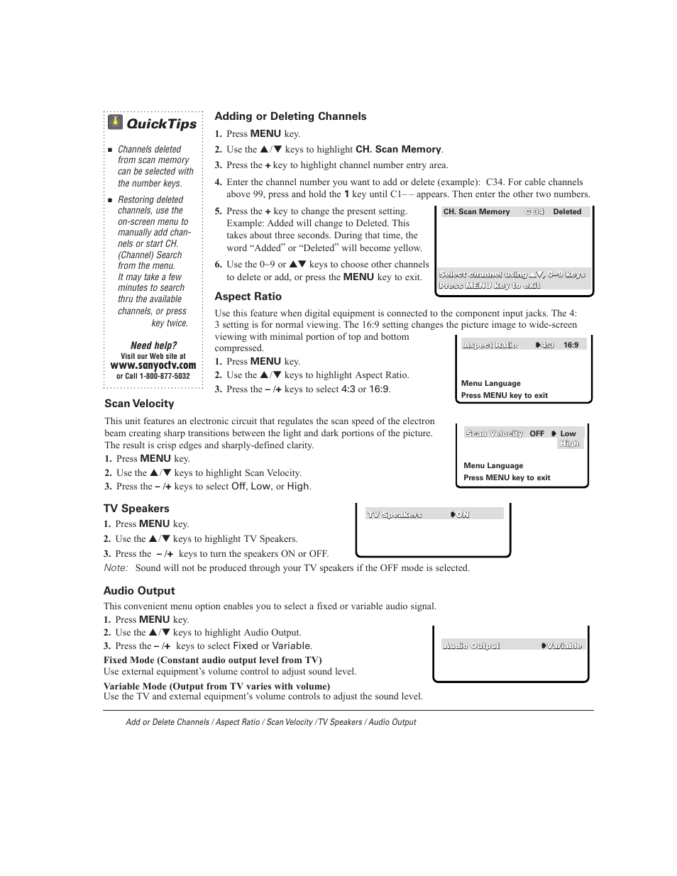 Quicktips | Sanyo DS27930 User Manual | Page 14 / 60