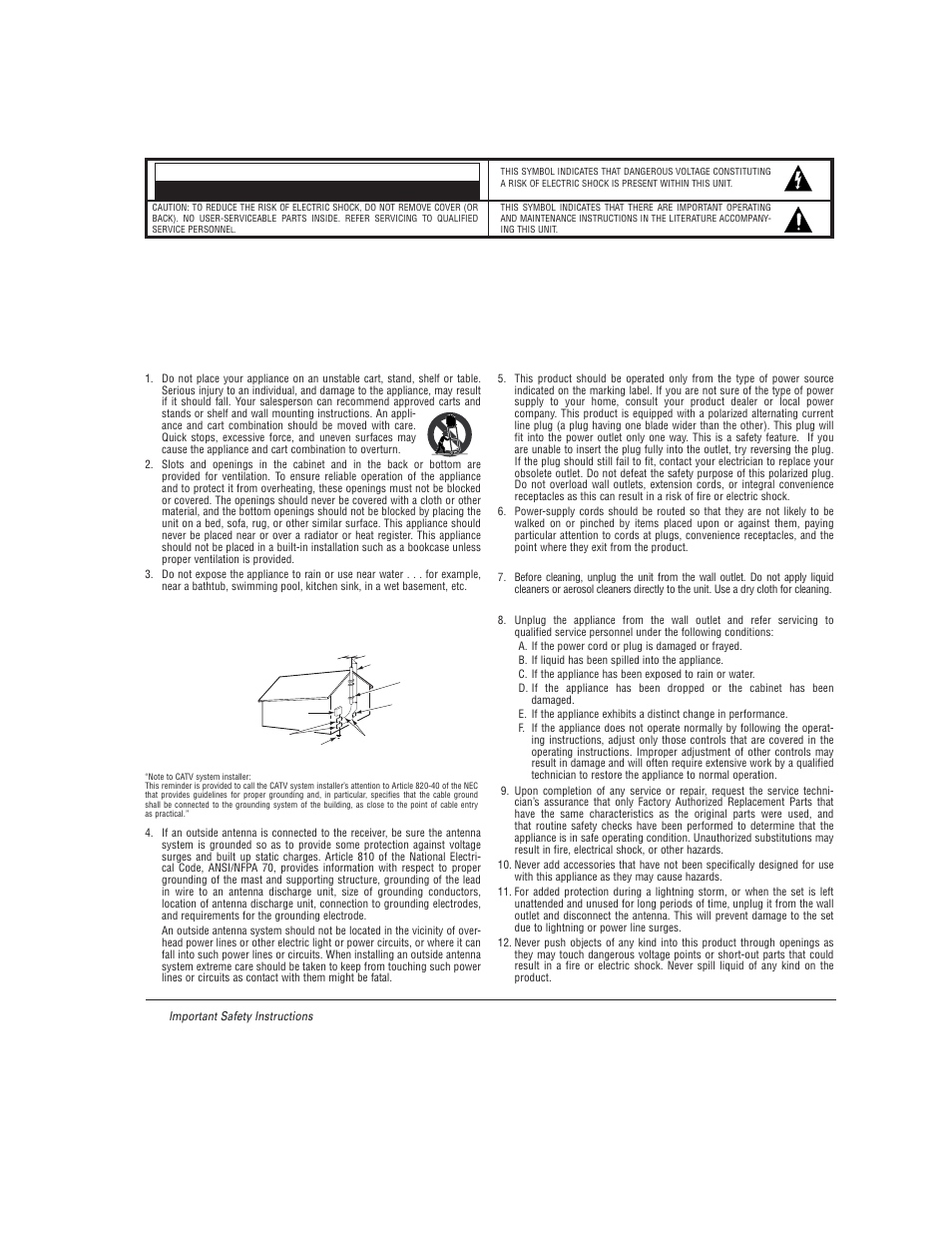 Important safety instructions, Caution | Sanyo DS27930 User Manual | Page 2 / 60