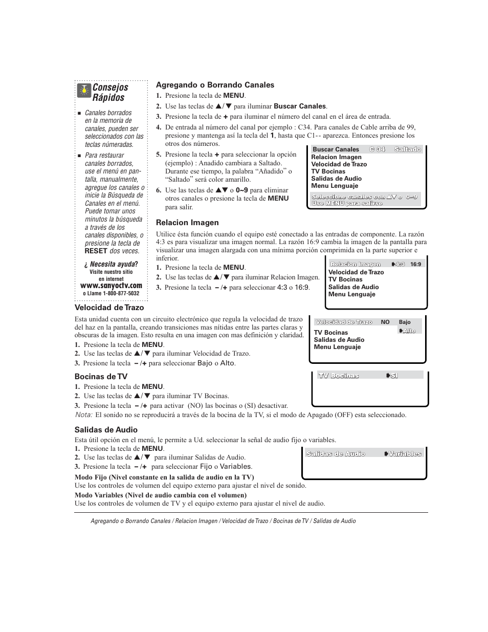 Consejos rápidos | Sanyo DS27930 User Manual | Page 34 / 60