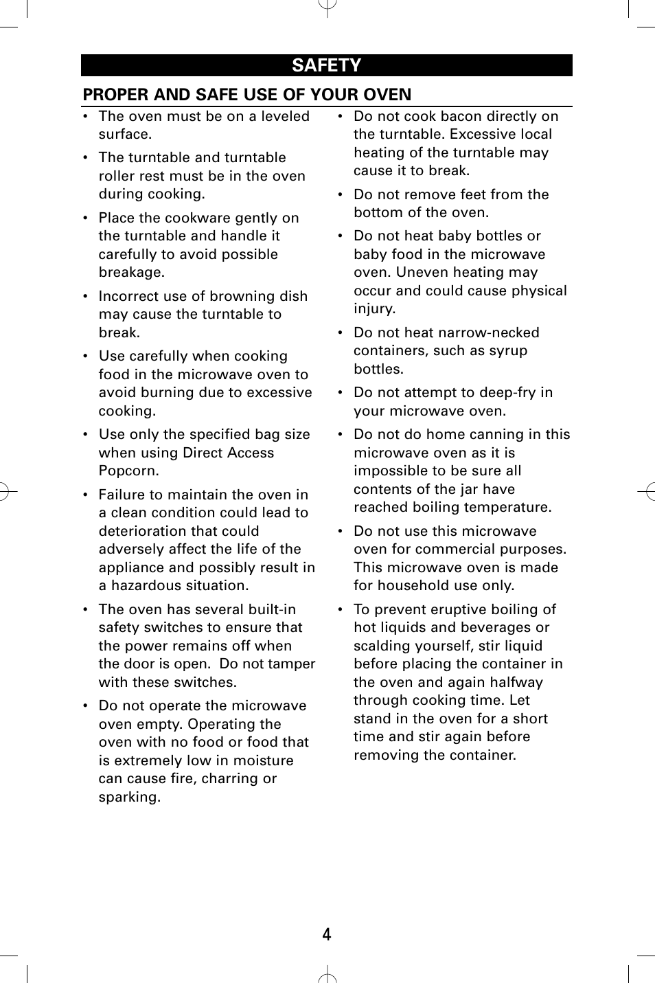 4safety, Proper and safe use of your oven | Sanyo EM-S5002W User Manual | Page 4 / 40