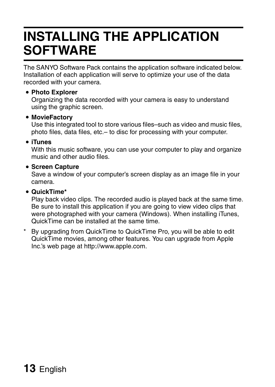 Installing the application software, English | Sanyo 9.1 User Manual | Page 15 / 30