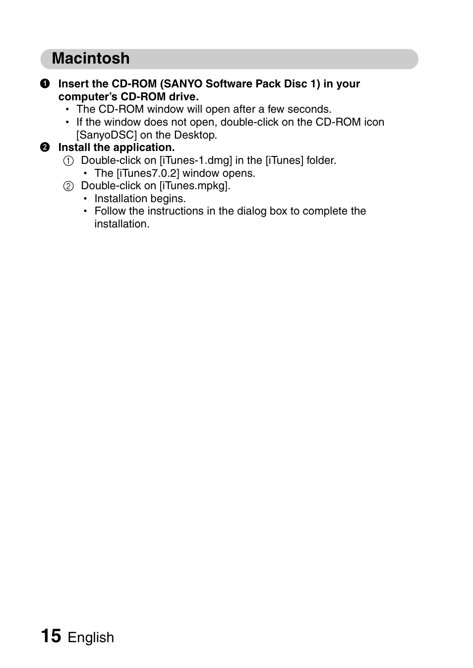 Macintosh, English | Sanyo 9.1 User Manual | Page 17 / 30