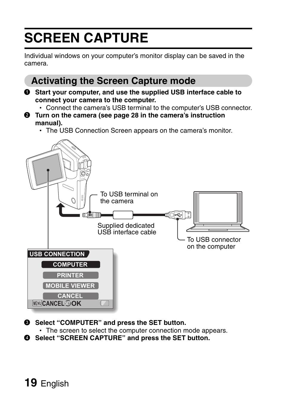 Screen capture, Activating the screen capture mode, English | Sanyo 9.1 User Manual | Page 21 / 30