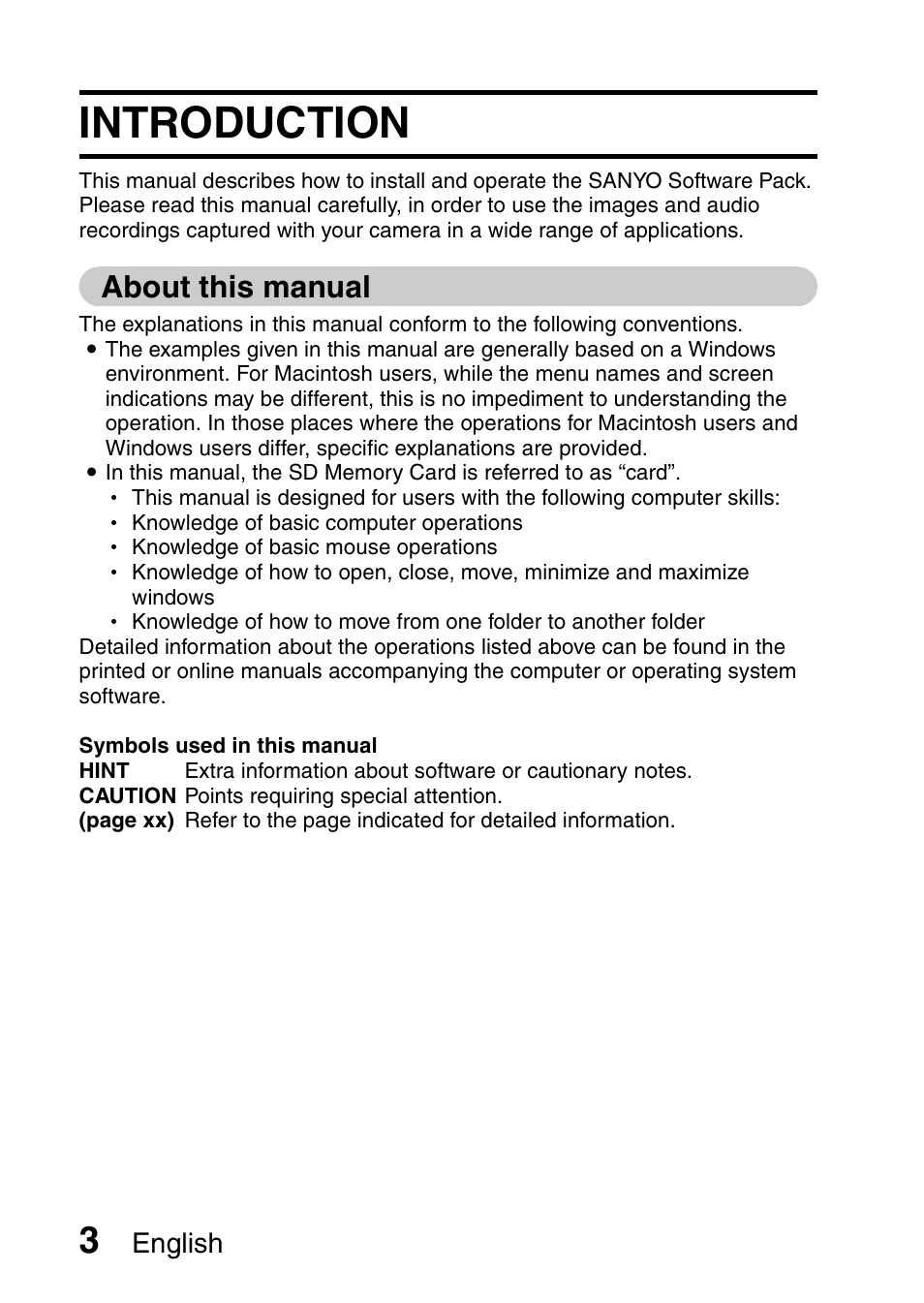 Introduction, About this manual, English | Sanyo 9.1 User Manual | Page 5 / 30