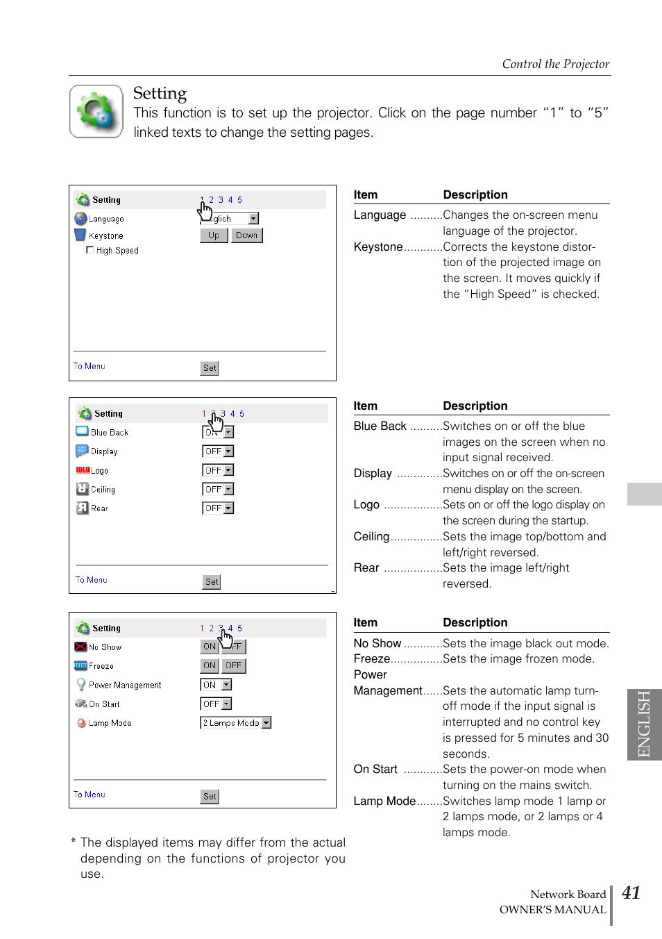 Setting, English | Sanyo POA-MD13NET2 User Manual | Page 129 / 176