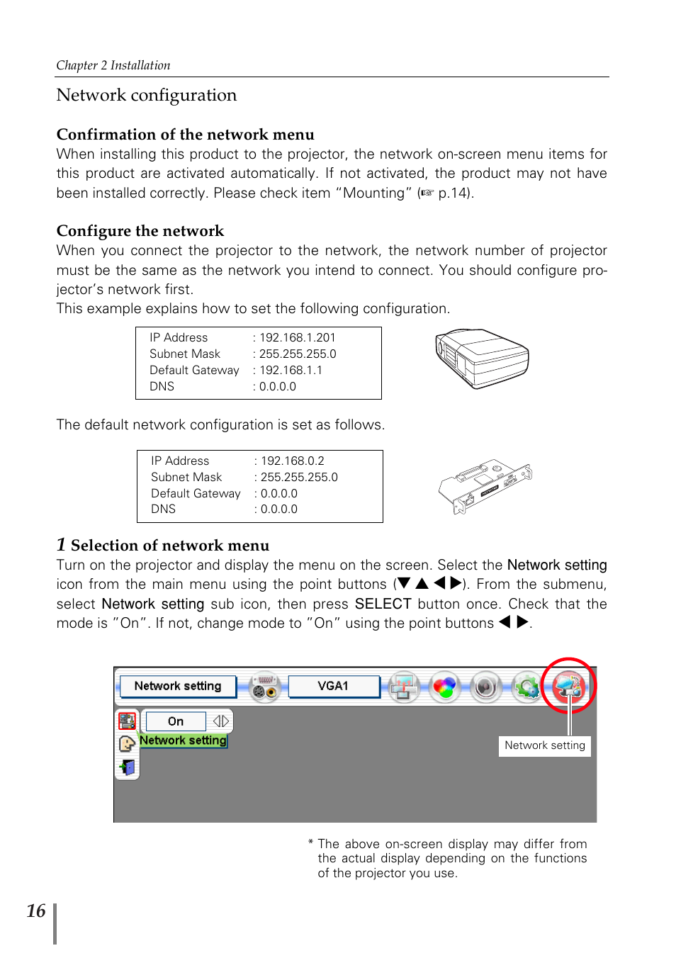 Network configuration | Sanyo POA-MD13NET2 User Manual | Page 16 / 176