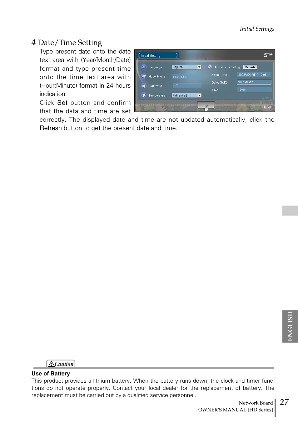 4 date/time setting, Date/time setting | Sanyo POA-MD13NET2 User Manual | Page 27 / 176