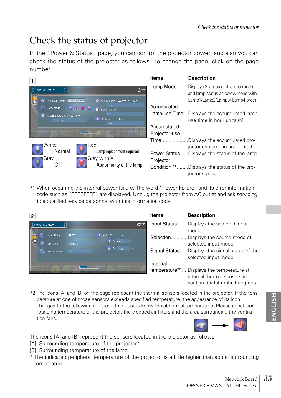 Check the status of projector | Sanyo POA-MD13NET2 User Manual | Page 35 / 176