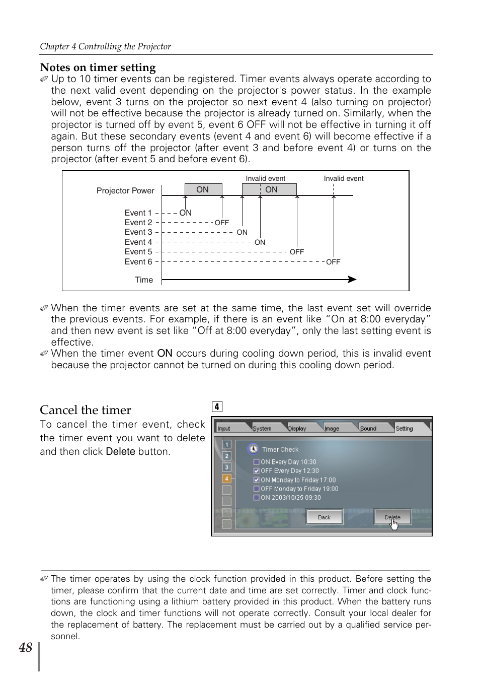 Cancel the timer | Sanyo POA-MD13NET2 User Manual | Page 48 / 176