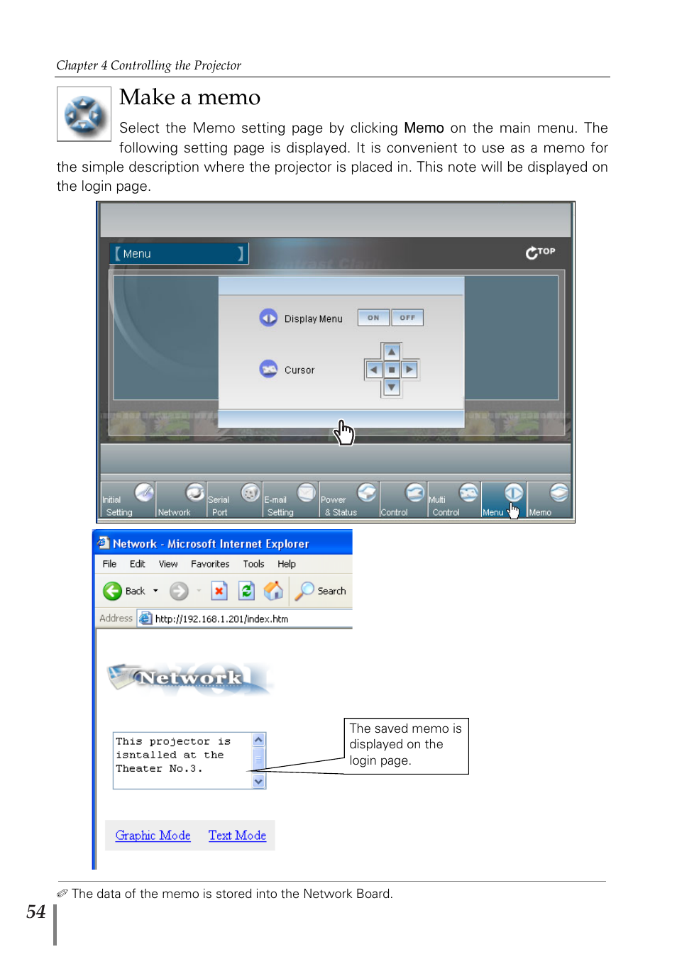 Make a memo | Sanyo POA-MD13NET2 User Manual | Page 54 / 176