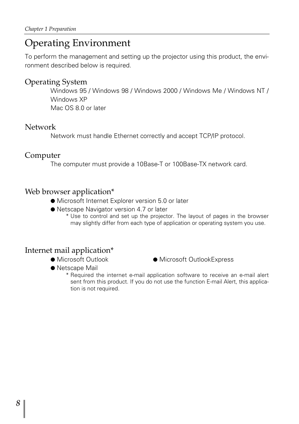 Operating environment | Sanyo POA-MD13NET2 User Manual | Page 96 / 176