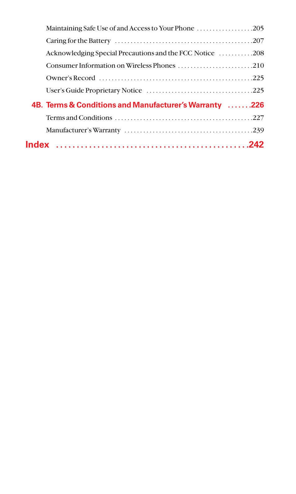 Index | Sanyo PCS VISION RL-4920 User Manual | Page 10 / 258