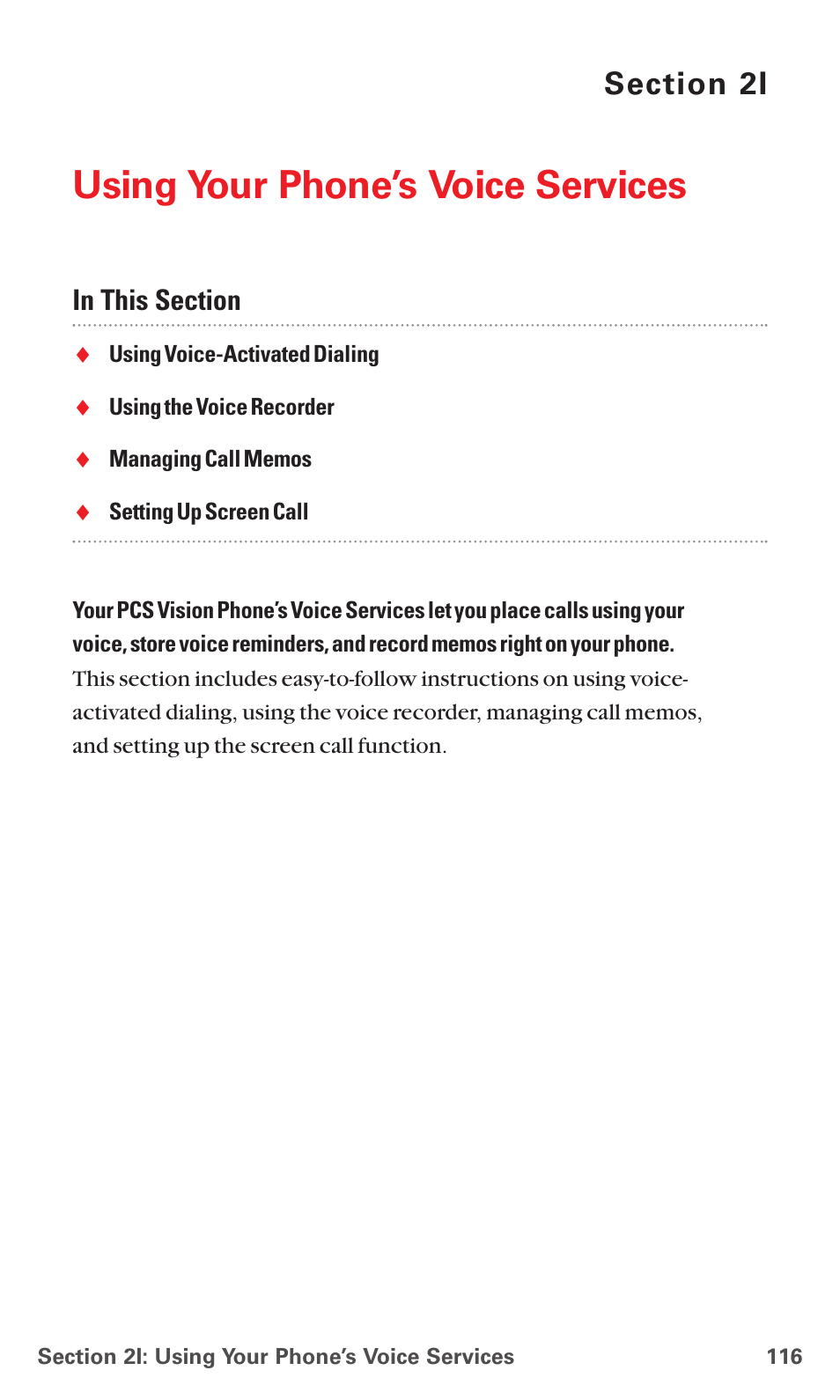 2i. using your phone’s voice services, Using your phone’s voice services | Sanyo PCS VISION RL-4920 User Manual | Page 128 / 258