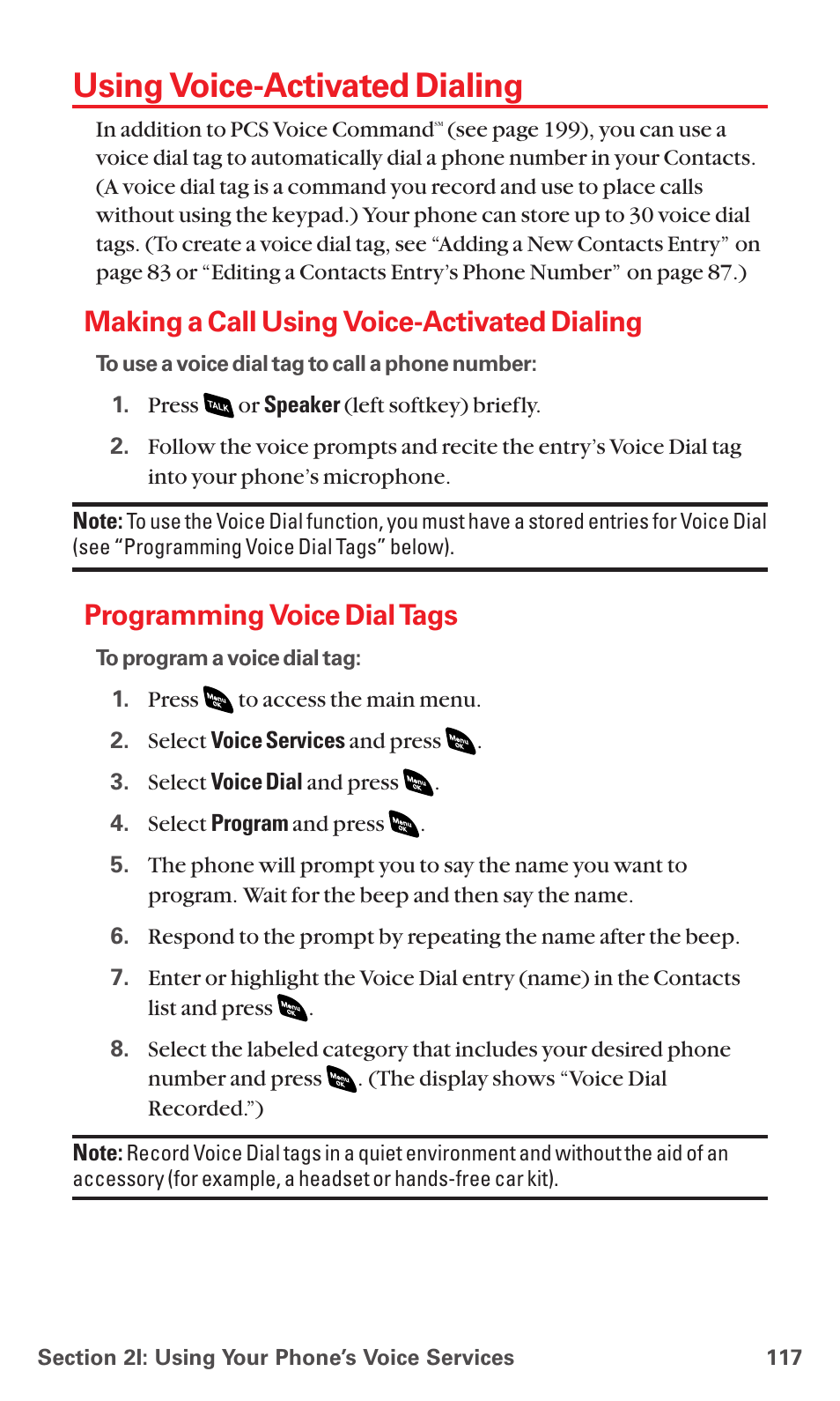 Using voice-activated dialing, Making a call using voice-activated dialing, Programming voice dial tags | Sanyo PCS VISION RL-4920 User Manual | Page 129 / 258