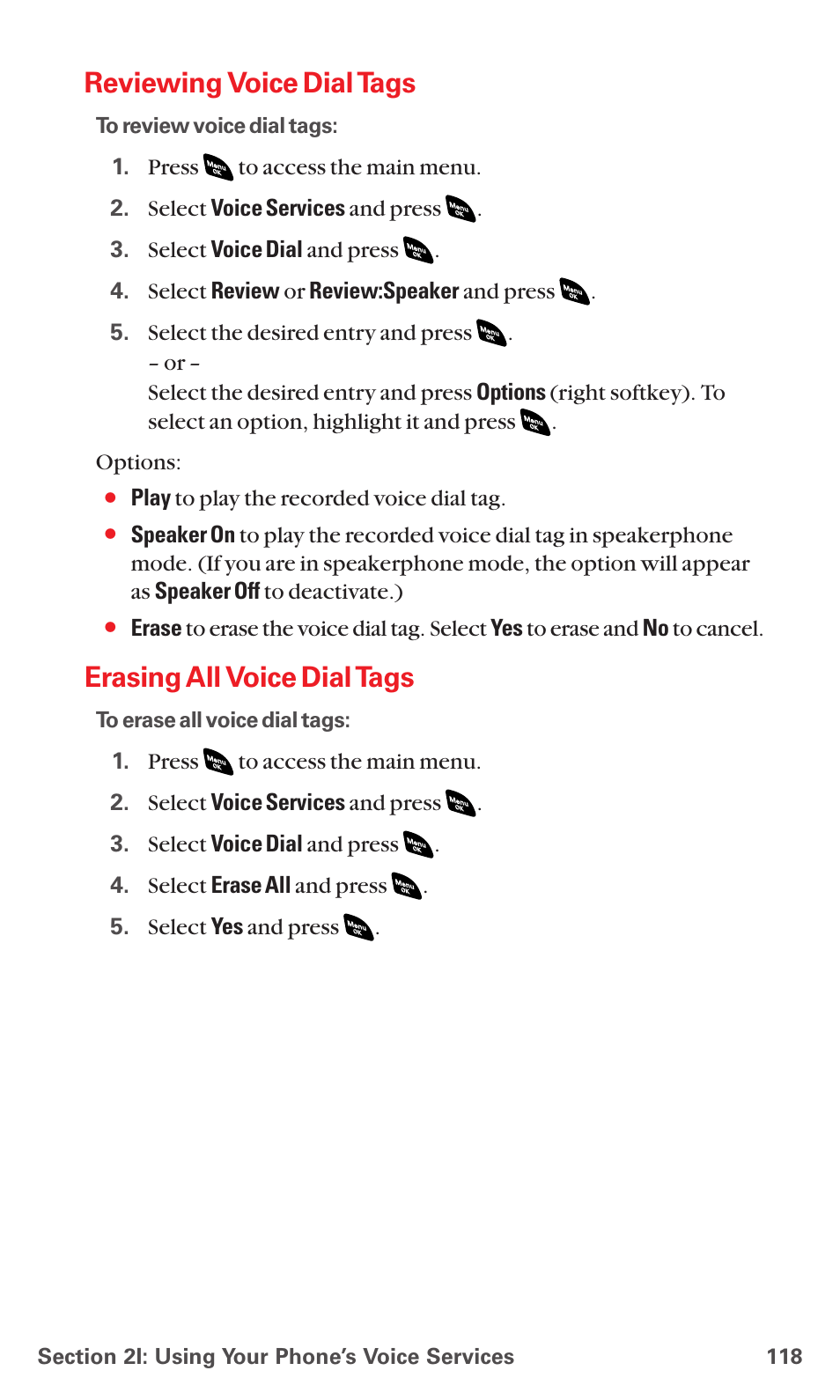 Reviewing voice dial tags, Erasing all voice dial tags | Sanyo PCS VISION RL-4920 User Manual | Page 130 / 258