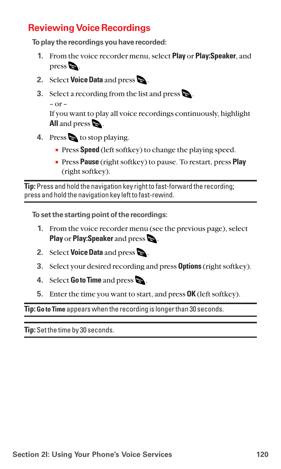 Reviewing voice recordings | Sanyo PCS VISION RL-4920 User Manual | Page 132 / 258
