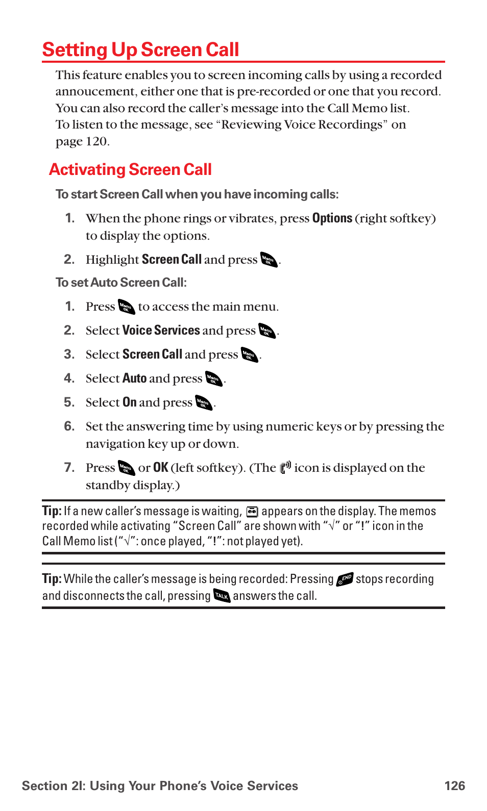 Setting up screen call, Activating screen call | Sanyo PCS VISION RL-4920 User Manual | Page 138 / 258
