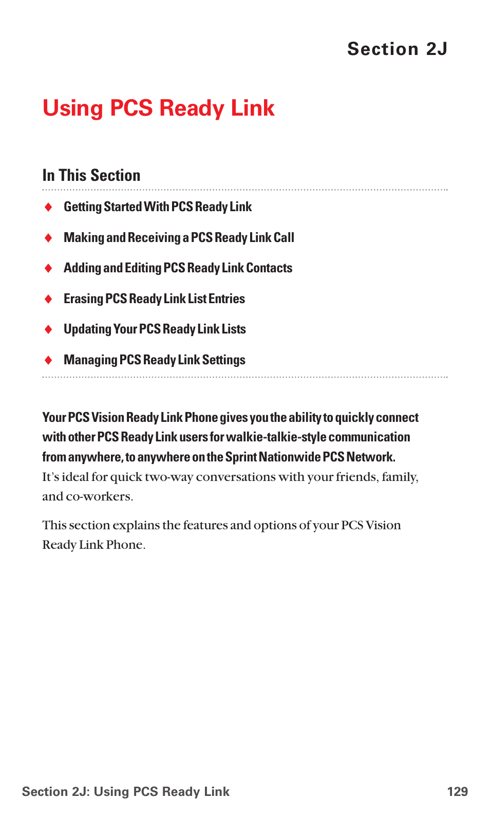 2j. using pcs ready link, Using pcs ready link | Sanyo PCS VISION RL-4920 User Manual | Page 141 / 258