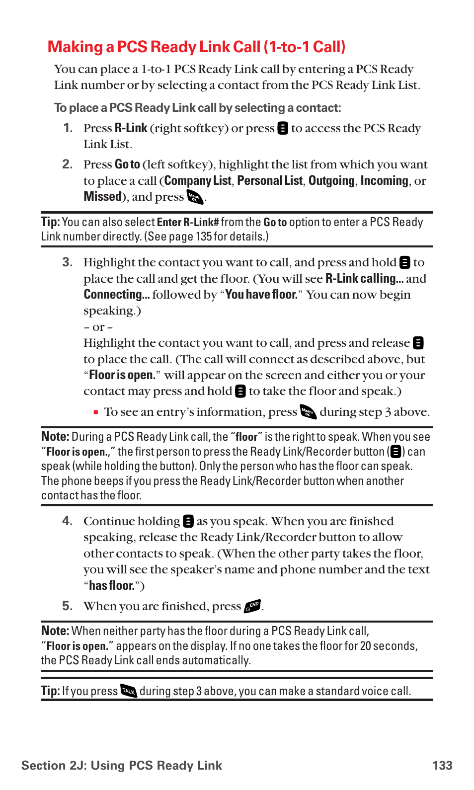 Making a pcs ready link call (1-to-1 call) | Sanyo PCS VISION RL-4920 User Manual | Page 145 / 258