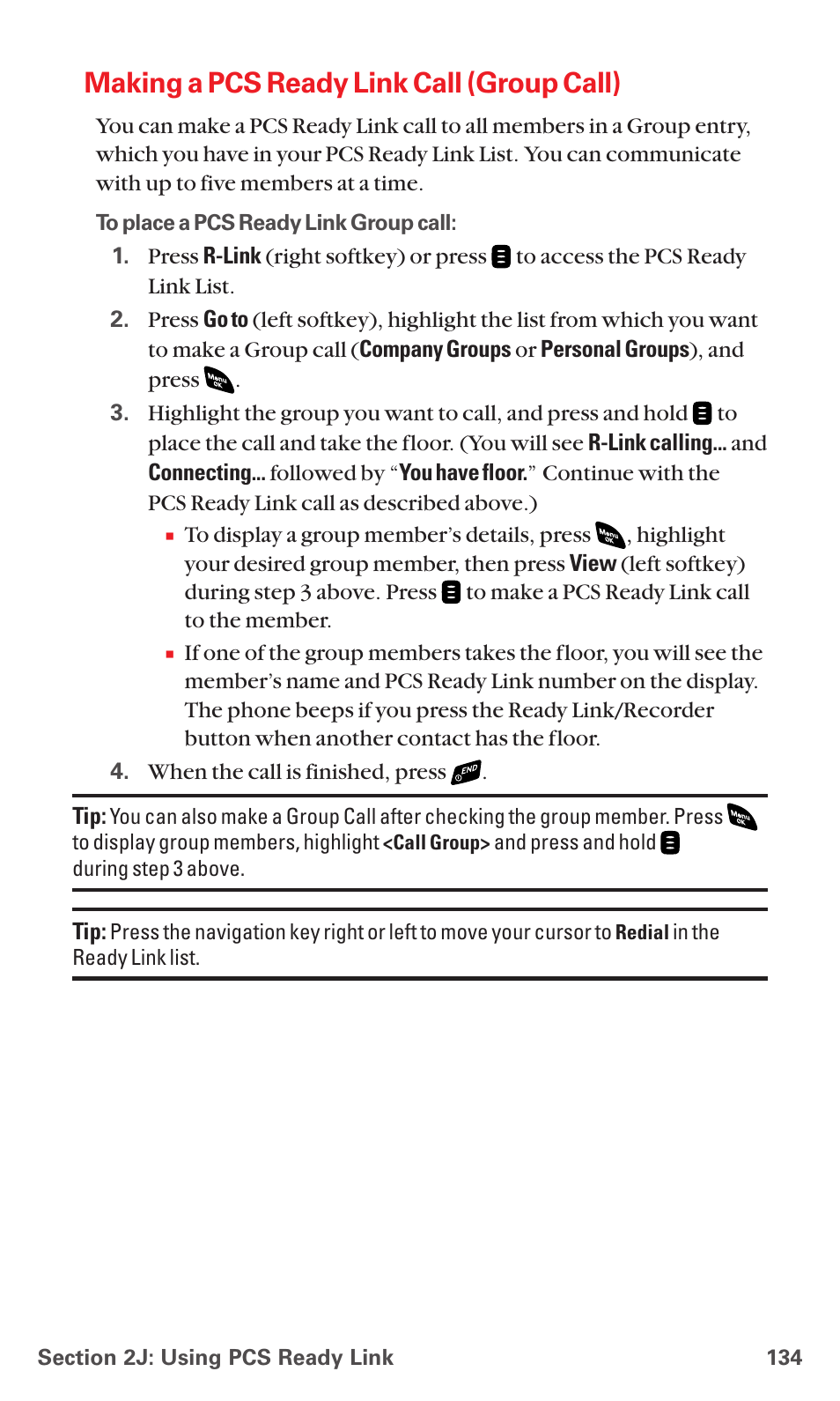 Making a pcs ready link call (group call), Making a pcs ready link call (groupcall) | Sanyo PCS VISION RL-4920 User Manual | Page 146 / 258
