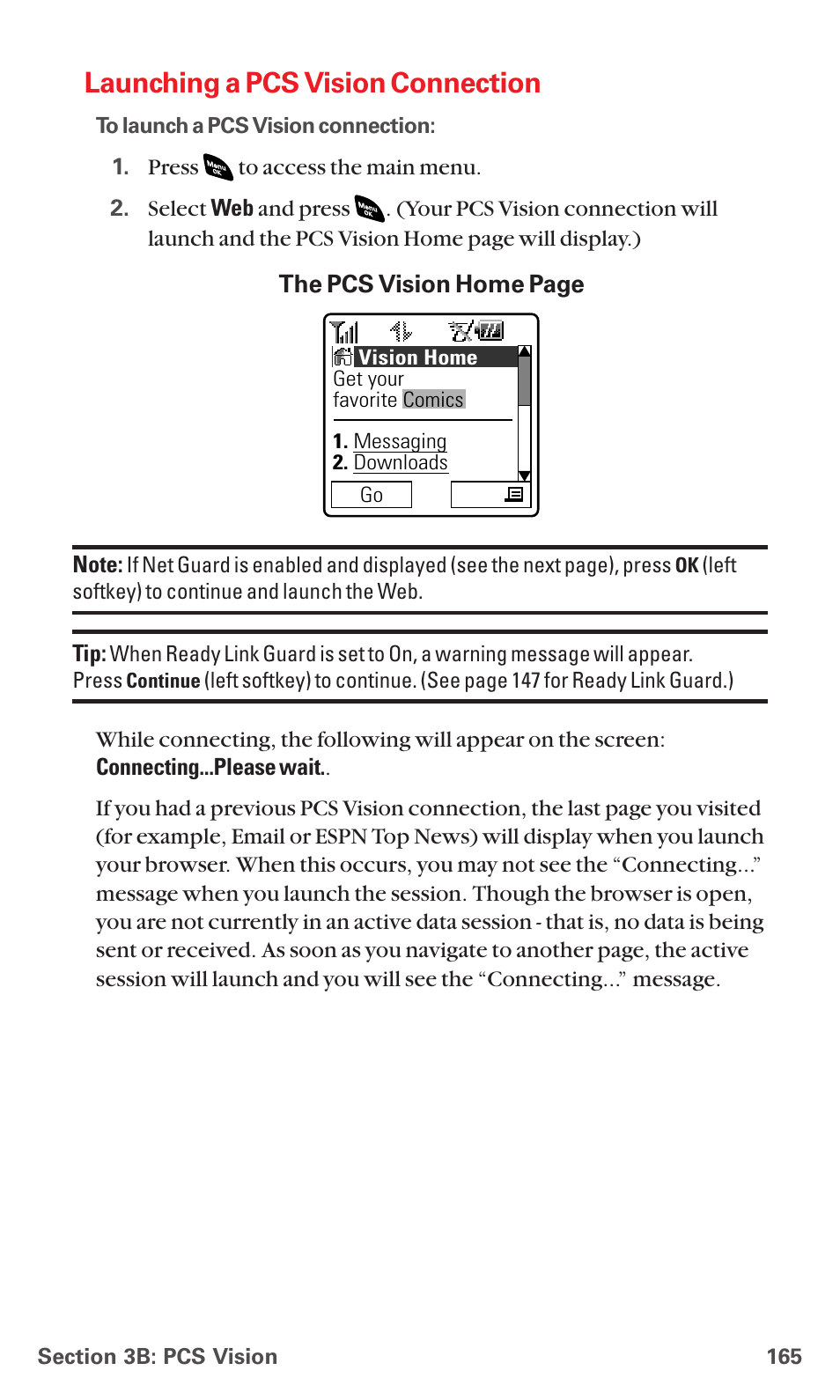 Launching a pcs vision connection | Sanyo PCS VISION RL-4920 User Manual | Page 177 / 258