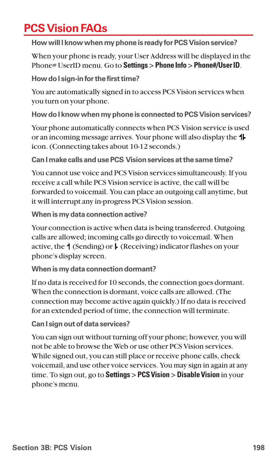 Pcs vision faqs | Sanyo PCS VISION RL-4920 User Manual | Page 210 / 258