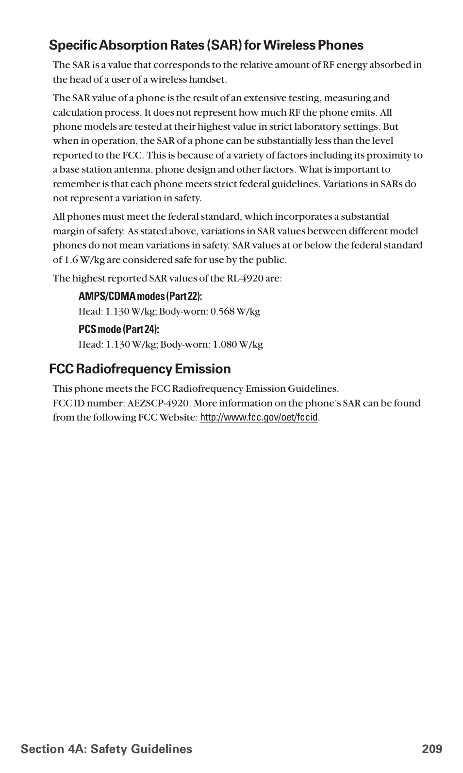 Fcc radiofrequency emission | Sanyo PCS VISION RL-4920 User Manual | Page 221 / 258