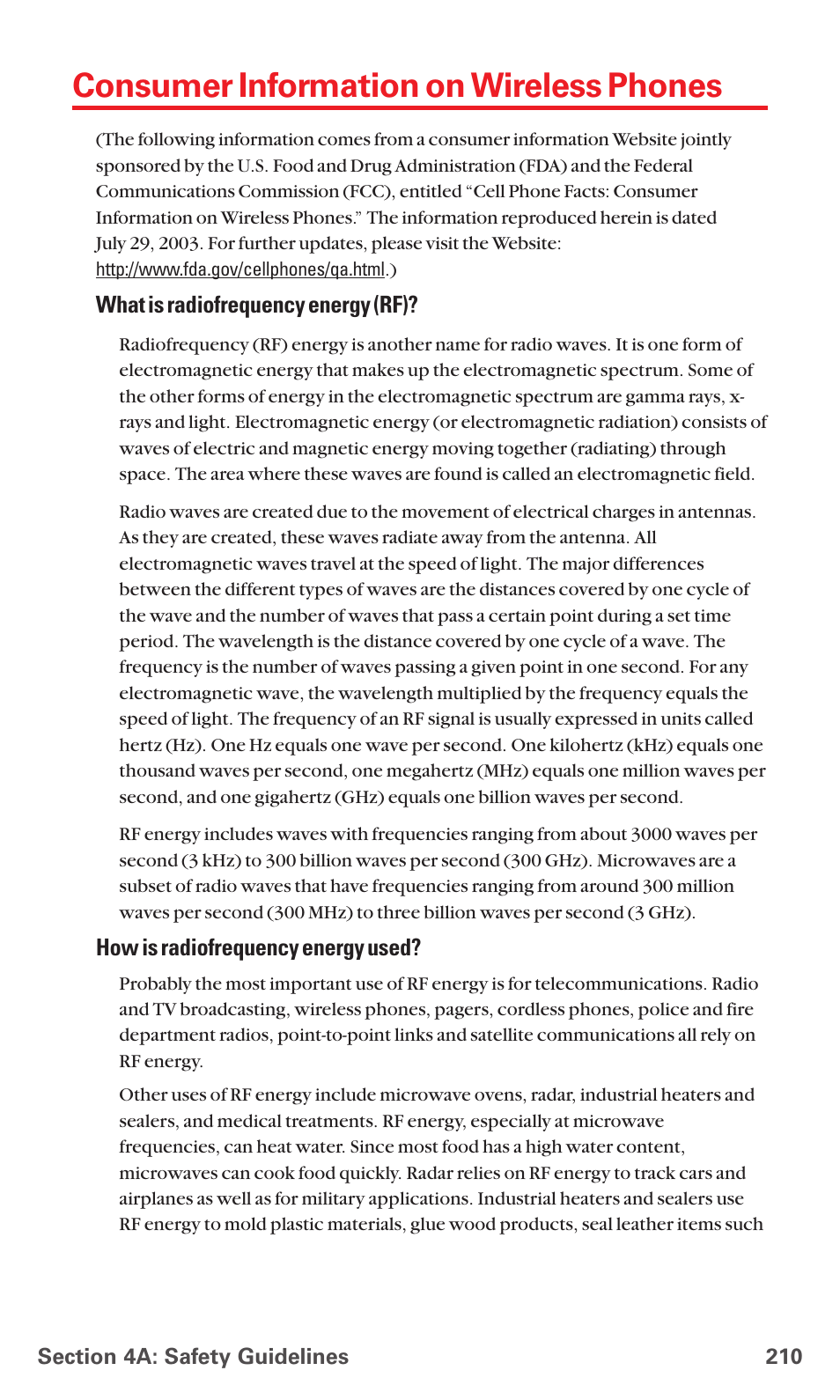 Consumer information on wireless phones | Sanyo PCS VISION RL-4920 User Manual | Page 222 / 258