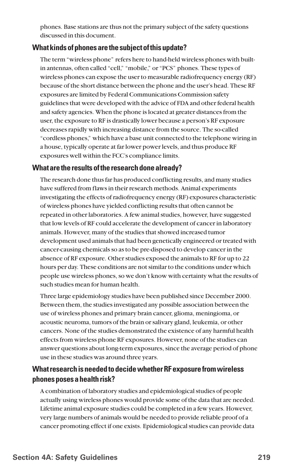 What are the results of the research done already | Sanyo PCS VISION RL-4920 User Manual | Page 231 / 258