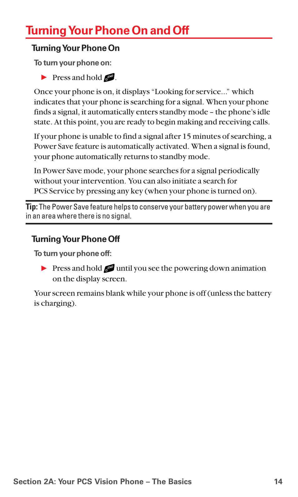 Turning your phone on and off | Sanyo PCS VISION RL-4920 User Manual | Page 26 / 258