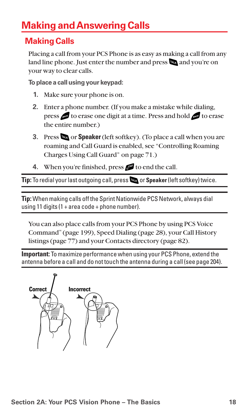 Making and answering calls, Making calls | Sanyo PCS VISION RL-4920 User Manual | Page 30 / 258