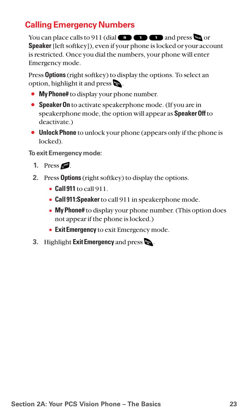 Calling emergency numbers | Sanyo PCS VISION RL-4920 User Manual | Page 35 / 258