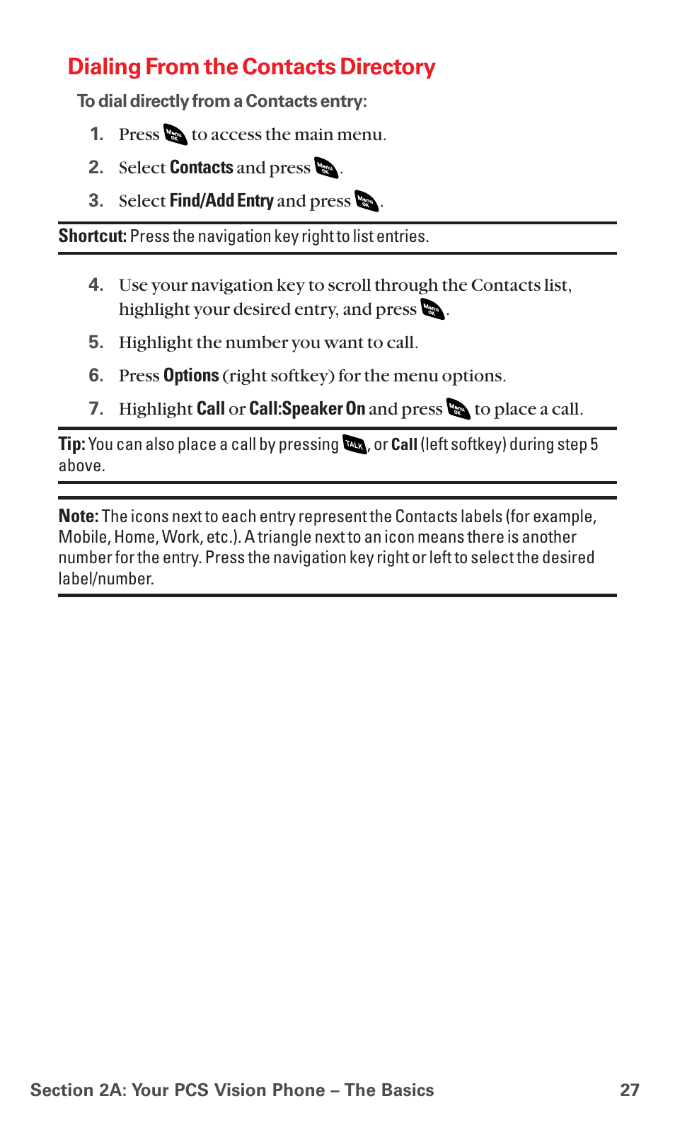 Dialing from the contacts directory | Sanyo PCS VISION RL-4920 User Manual | Page 39 / 258