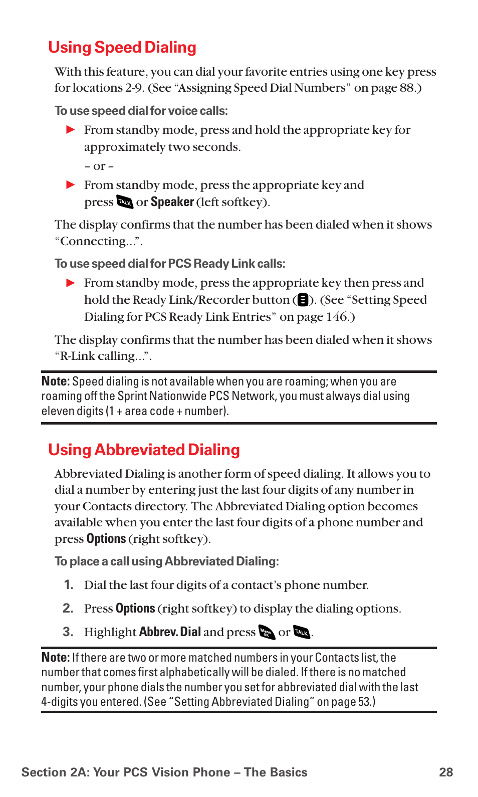 Using speed dialing, Using abbreviated dialing | Sanyo PCS VISION RL-4920 User Manual | Page 40 / 258
