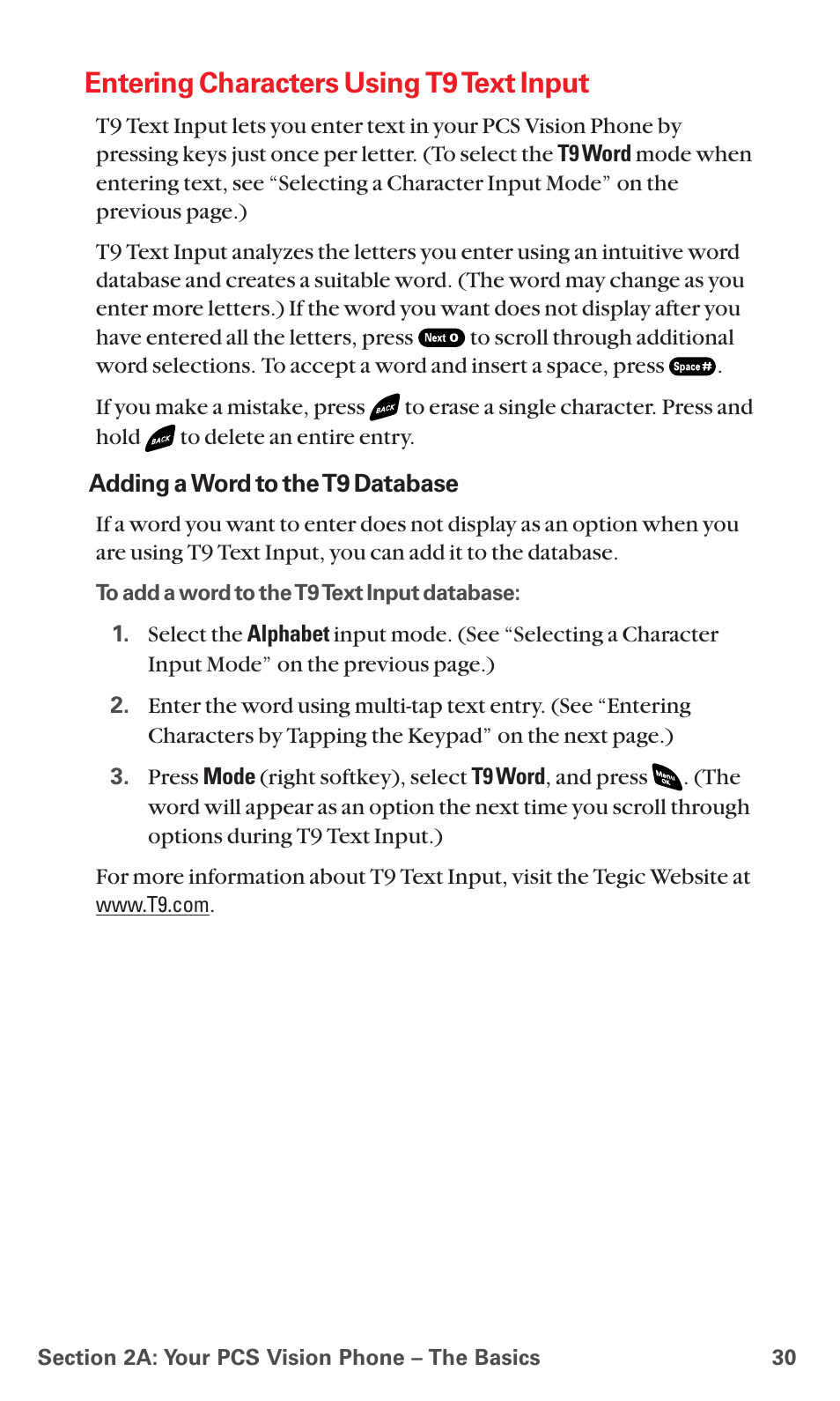 Entering characters using t9 text input | Sanyo PCS VISION RL-4920 User Manual | Page 42 / 258