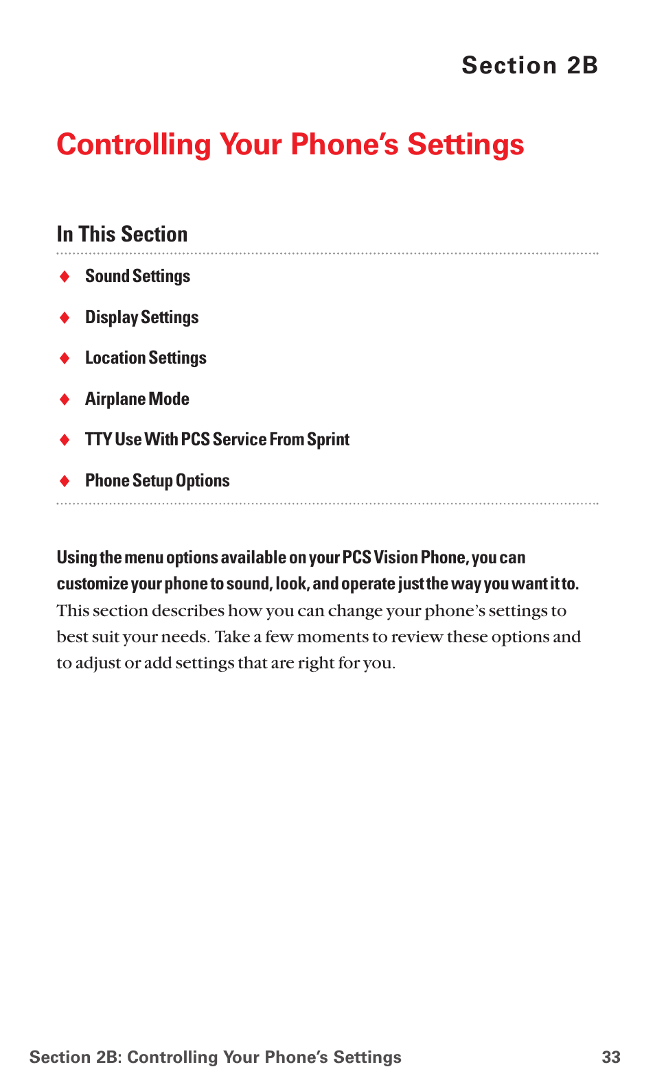 2b. controlling your phone’s settings, Controlling your phone’s settings | Sanyo PCS VISION RL-4920 User Manual | Page 45 / 258