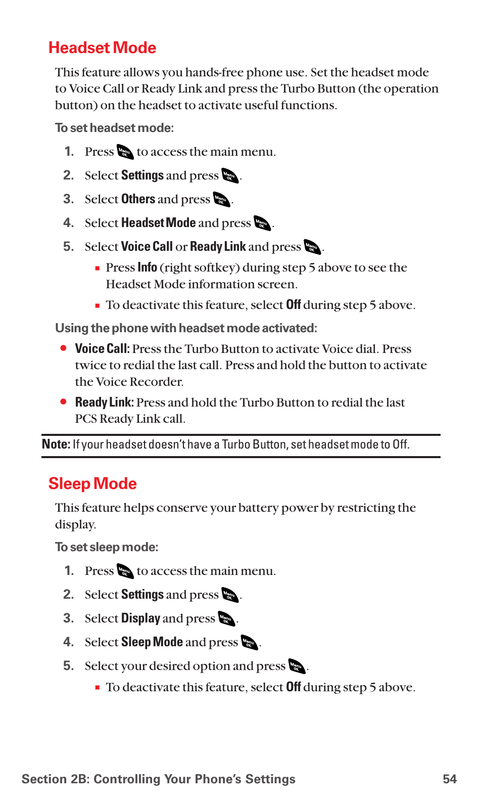 Headset mode, Sleep mode | Sanyo PCS VISION RL-4920 User Manual | Page 66 / 258