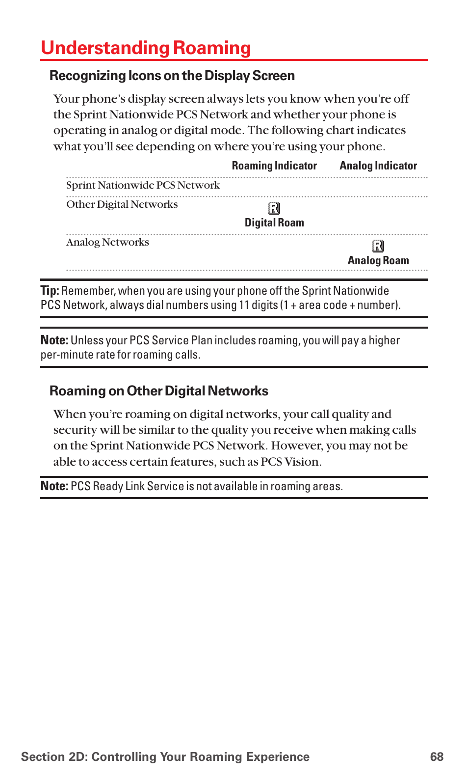 Understanding roaming | Sanyo PCS VISION RL-4920 User Manual | Page 80 / 258