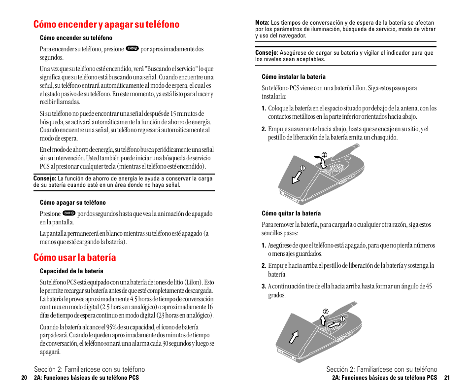 Cómo encender y apagar su teléfono, Cómo usar la batería | Sanyo SCP 4900 User Manual | Page 117 / 202