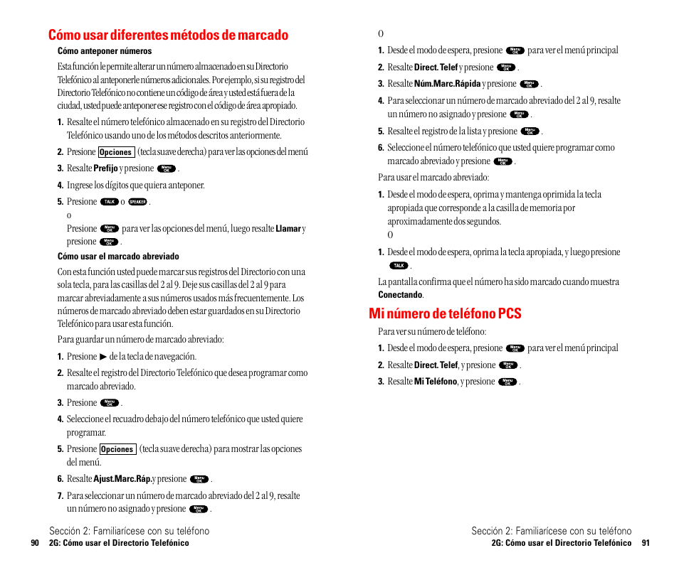 Mi número de teléfono pcs, Cómo usar diferentes métodos de marcado | Sanyo SCP 4900 User Manual | Page 152 / 202