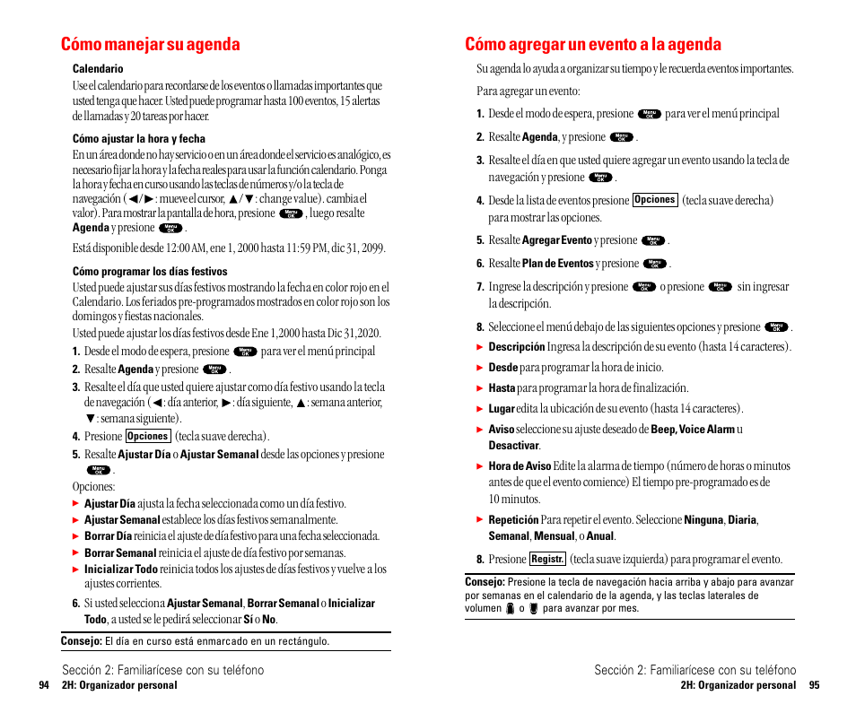 Pcs short mail, Cómo suscribirse al, Usar pcs short mail | Cómo agregar un evento a la agenda, Cómo manejar su agenda | Sanyo SCP 4900 User Manual | Page 154 / 202