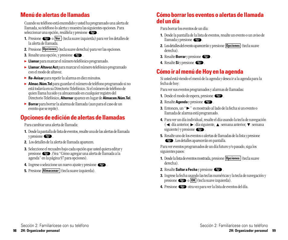 Chat, Cómo escribir mensajes de, Cómo ir al menú de hoy en la agenda | Menú de alertas de llamadas, Opciones de edición de alertas de llamadas | Sanyo SCP 4900 User Manual | Page 156 / 202