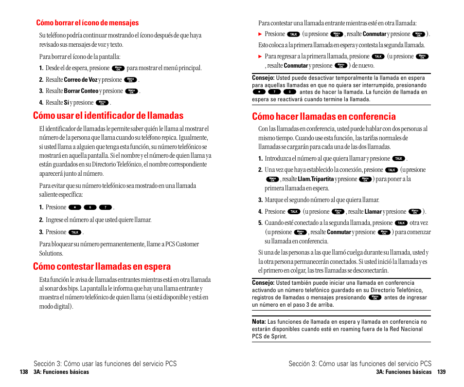 Cómo usar el identificador de llamadas, Cómo contestar llamadas en espera, Cómo hacer llamadas en conferencia | Sanyo SCP 4900 User Manual | Page 176 / 202