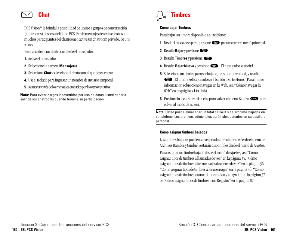 Timbres, Chat | Sanyo SCP 4900 User Manual | Page 187 / 202