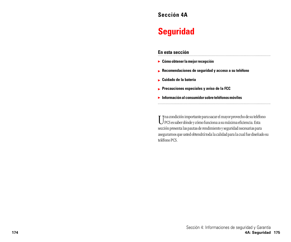 Seguridad, Sección 4a | Sanyo SCP 4900 User Manual | Page 194 / 202