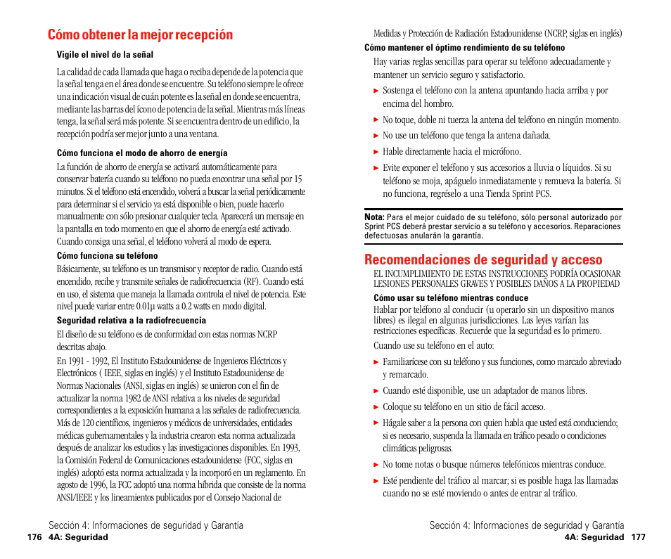 Recomendaciones de seguridad y acceso, Cómo obtener la mejor recepción | Sanyo SCP 4900 User Manual | Page 195 / 202